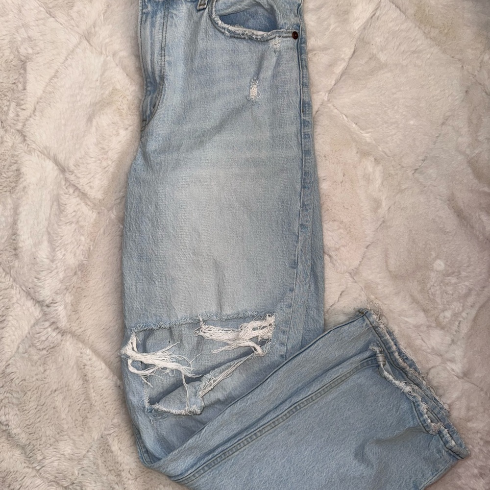 Distressed Light Blue Denim Jeans